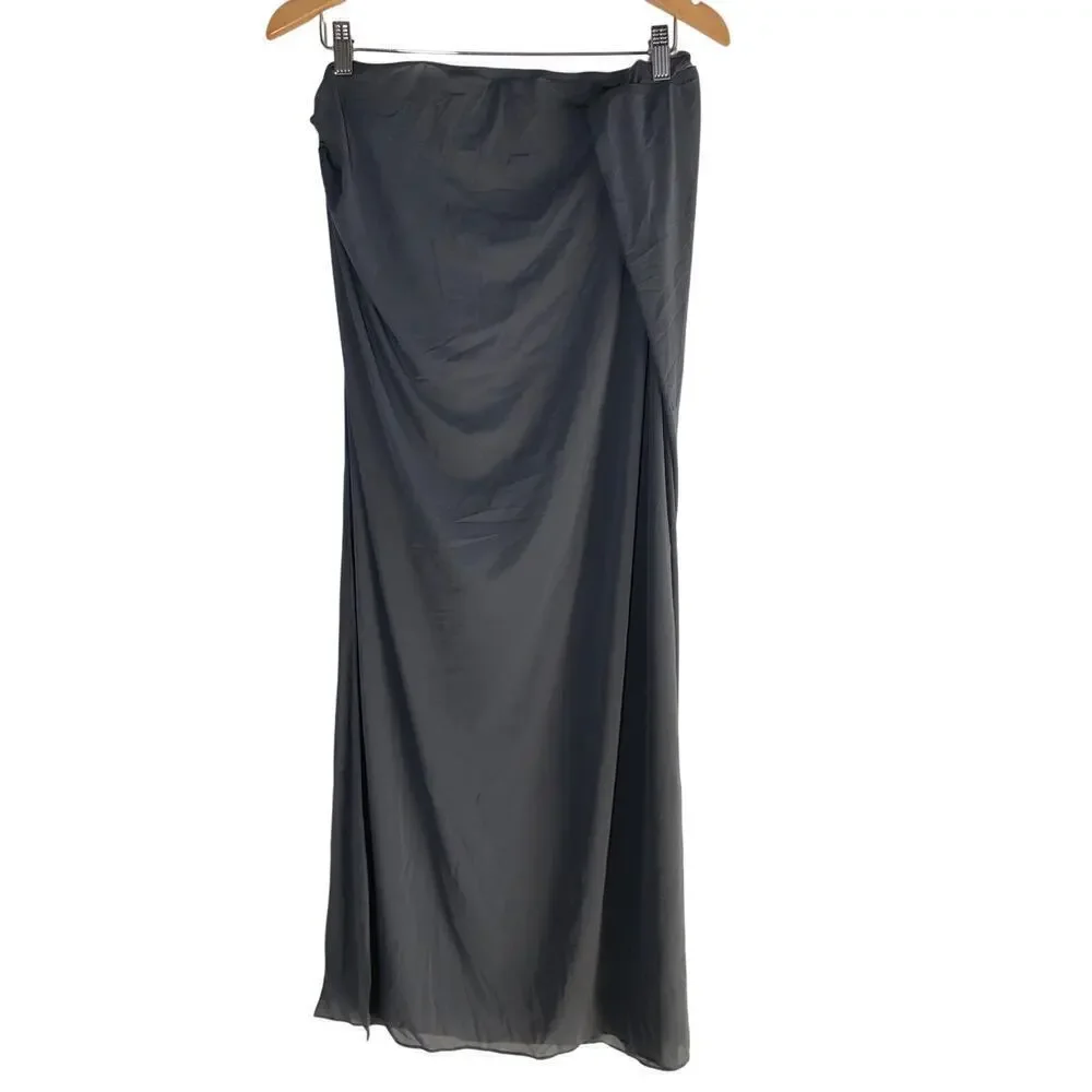 SKIMS Mesh Cover Up Long Sarong Skirt Tonal Ring Gunmetal Gray NWT Size 4X